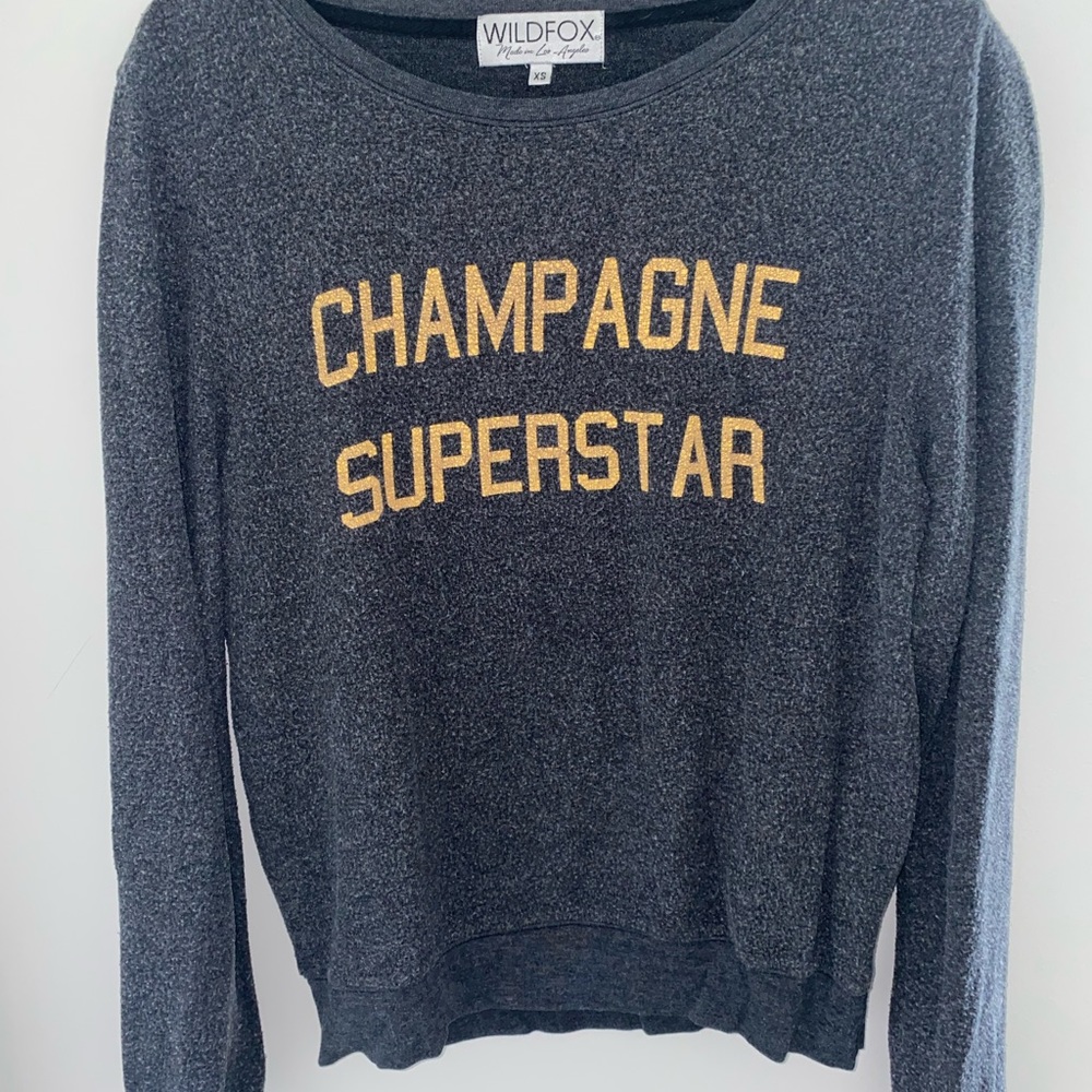 WILDFOX GRAY CHAMPAGNE SUPERSTAR SWEATSHIRT